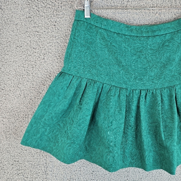 J. Crew Kelly Green Textured Zip & Hook Mini Skirt Sz 10. All Cotton Casual - Picture 2 of 13